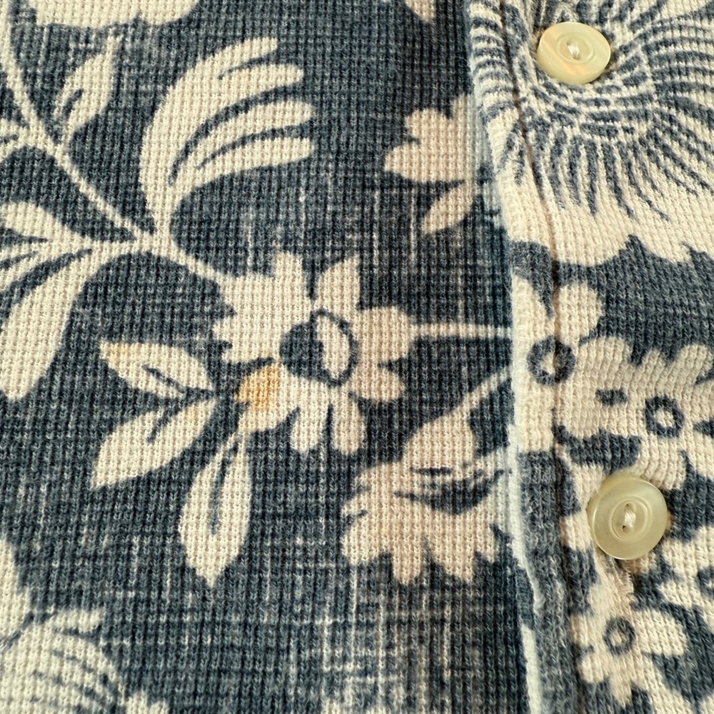 Polo Ralph Lauren Mens Medium Floral Shirt Cotton Blue White Short Sleeve - Picture 5 of 9